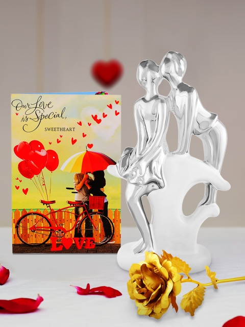 

Archies Multicoloured Combo of Love Figurine, Rose & Greeting Card, Multi