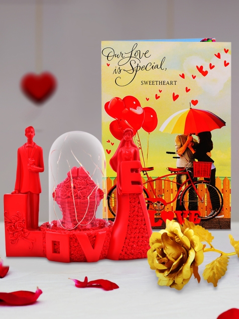 

Archies Multicoloured Combo of Love Figurine, Rose & Greeting Card, Multi