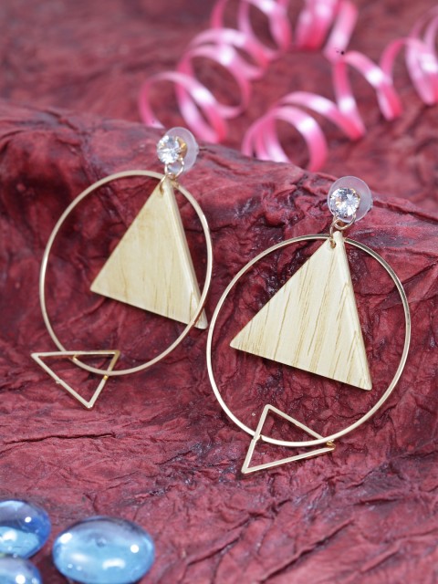 

SASSAFRAS Gold-Toned Geometric Drop Earrings