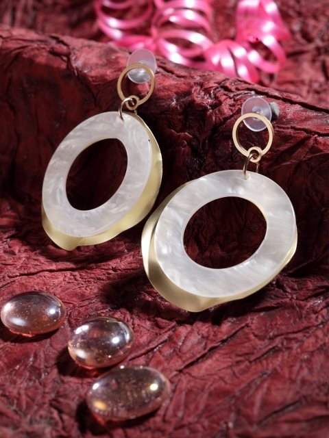 

SASSAFRAS Gold-Toned Contemporary Drop Earrings