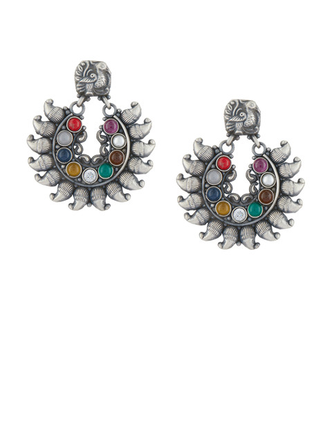 

ahilya Sterling Silver Navgraha Keri Chandbali