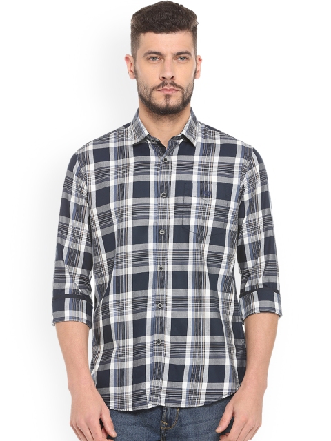 Van Heusen Sport Men Blue Slim Fit Checked Casual Shirt