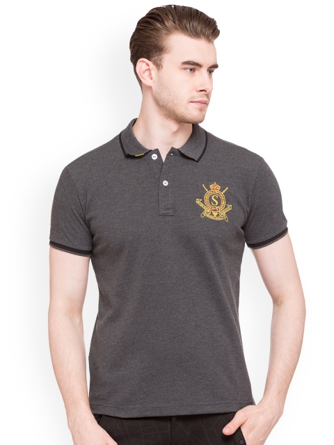 

Status Quo Men Grey Solid Polo Collar T-shirt