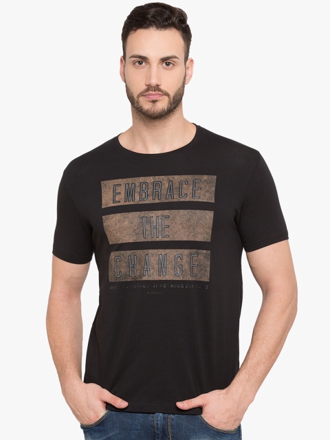 

Status Quo Men Black Printed Round Neck T-shirt