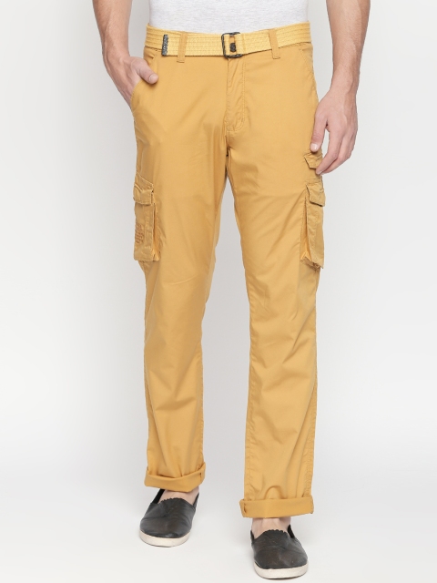 

beevee Men Yellow Regular Fit Solid Cargos