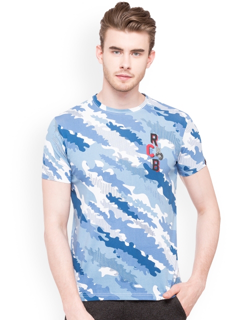 

Status Quo Men Blue & White Printed Round Neck T-shirt