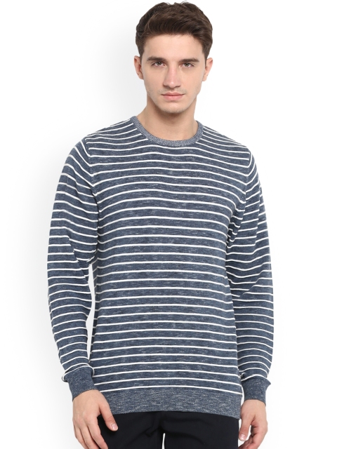 

Monte Carlo Men Grey & White Striped Pullover