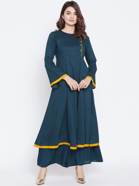

PANIT Women Navy Blue Solid Kurti with Palazzos