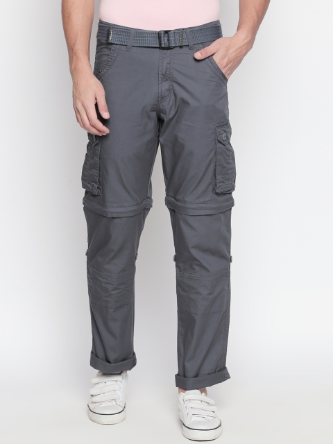 

beevee Men Grey Regular Fit Solid Cargos