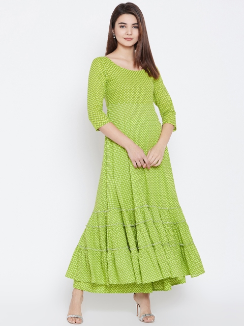 

PANIT Women Green Printed Kurta with Palazzos