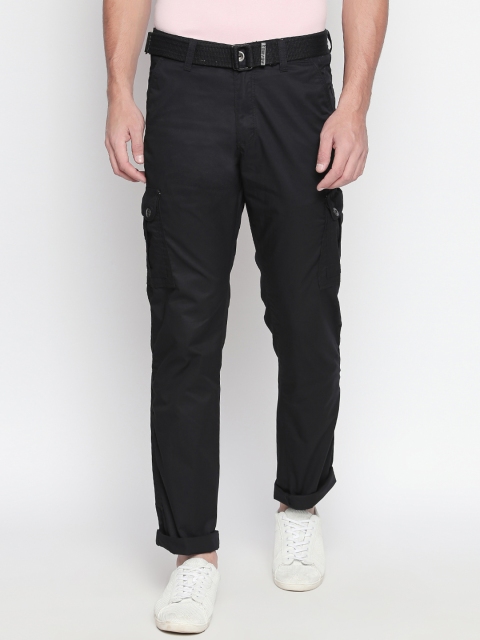 

beevee Men Black Regular Fit Solid Cargos