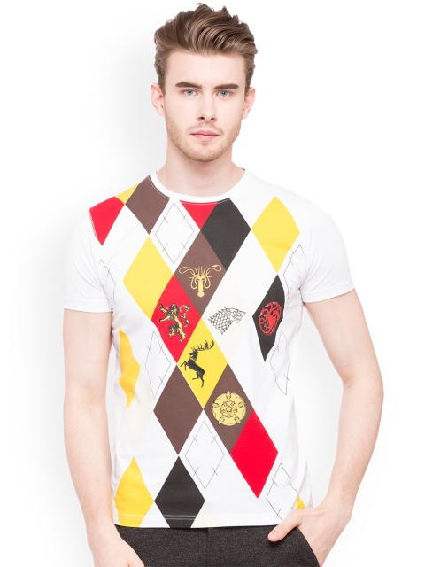 

Status Quo Men White Printed Round Neck T-shirt