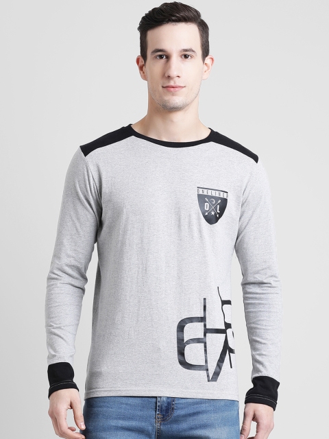 

oneliner Men Grey Printed Round Neck T-shirt