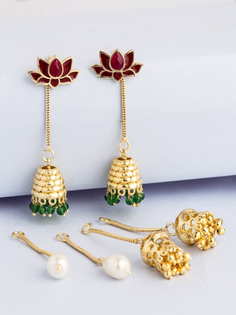 

Voylla Set of 3 Drop Earrings, Gold