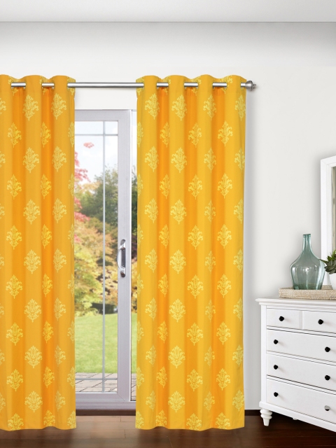 

Ariana Yellow Printed Single Room Darkening Door Curtain