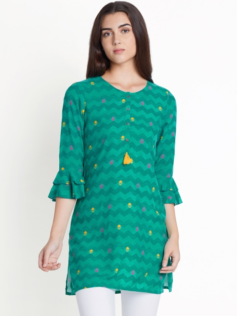 

AKKRITI BY PANTALOONS Green Printed Tunic