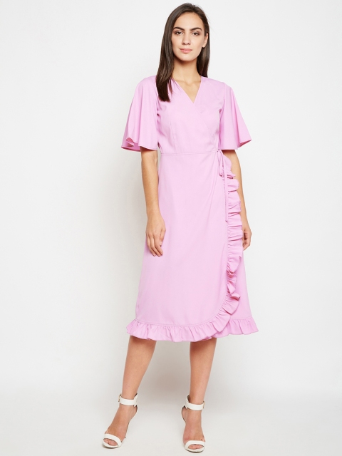 

Nun Women Pink Solid Wrap Dress