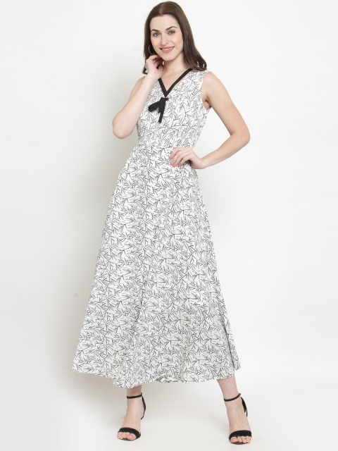 

Latin Quarters Women Off-White Printed Fit and Flare Dress