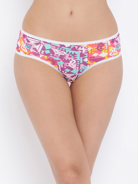 

Clovia Women Pink & White Printed Mid-Rise Hipster Brief PN2956P22XL
