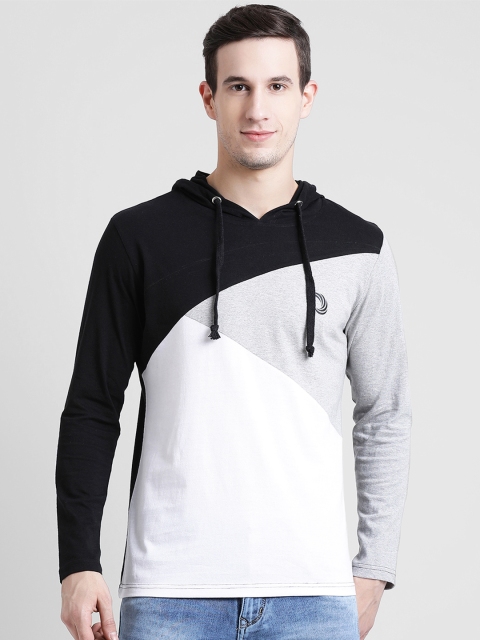 

oneliner Men Black Colourblocked Hood T-shirt