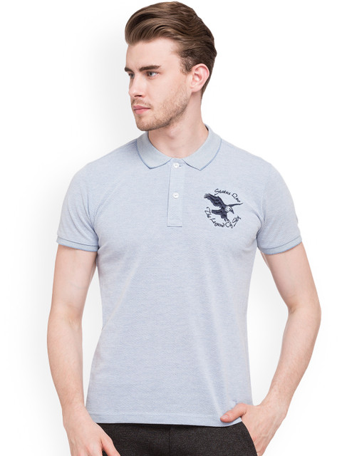 

Status Quo Men Blue Solid Polo Collar Slim Fit T-shirt