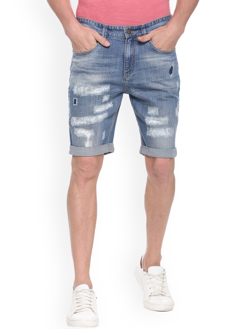 

People Men Blue Washed Regular Fit Denim Shorts
