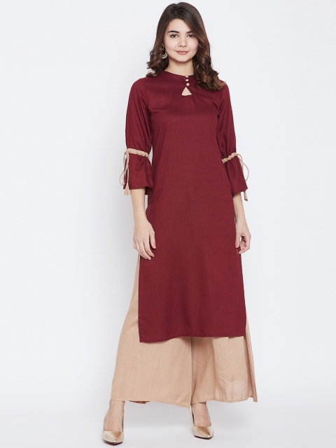 

PANIT Women Maroon Solid Kurta with Palazzos