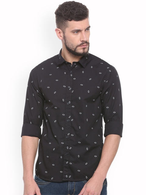 

People Men Black Regular Fit Printed Casual Shirt
