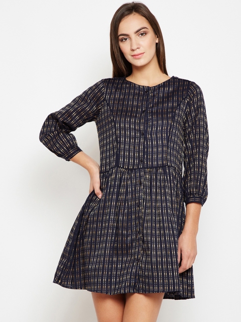

Nun Women Navy Blue Printed Fit and Flare Dress