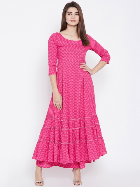 

PANIT Women Pink Printed A-Line Kurta