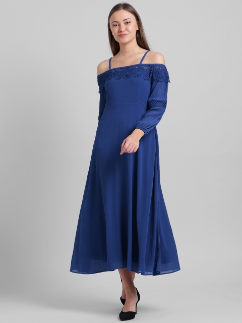 

Zink London Women Blue Solid Maxi Dress