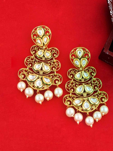

Voylla Gold-Toned Contemporary Drop Earrings
