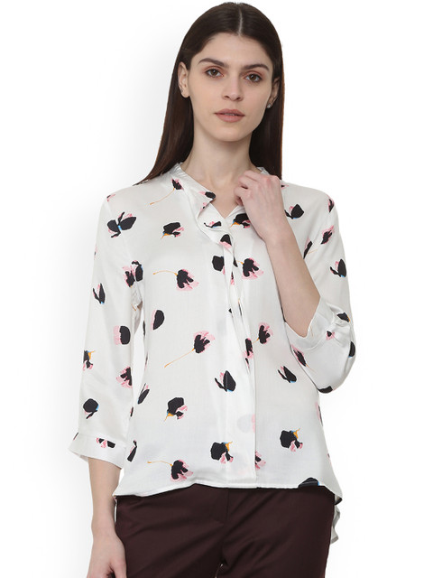 

Van Heusen Woman White Regular Fit Printed Casual Shirt
