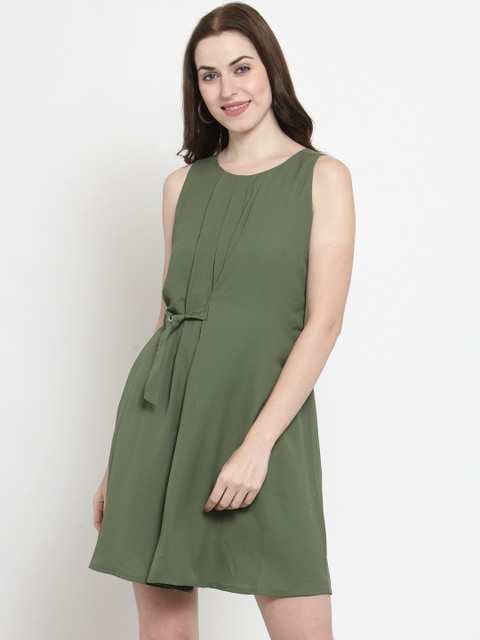 

Latin Quarters Women Green Solid A-Line Dress
