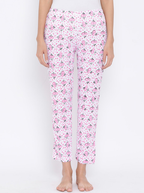 

Clovia Women Pink & White Printed Pyjamas LB0165P22