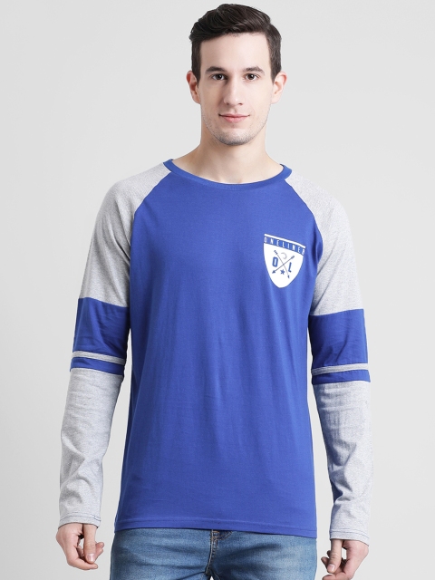 

oneliner Men Blue Printed Round Neck T-shirt