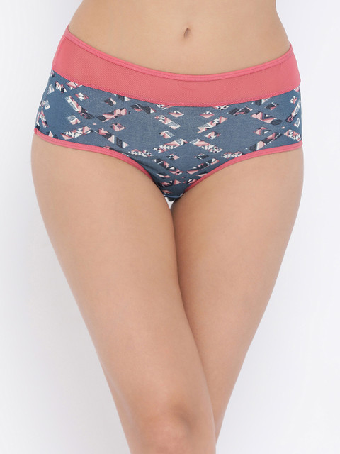

Clovia Women Navy Blue & Pink Printed Hipster Brief PN2958P08XL
