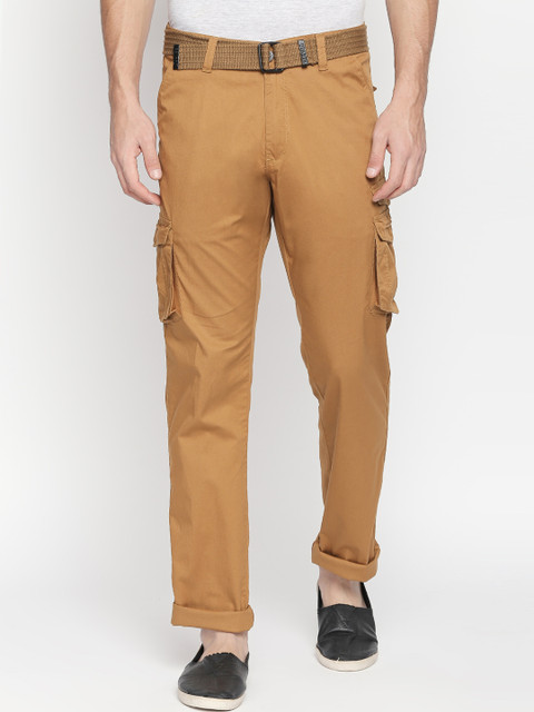 

beevee Men Tan Brown Regular Fit Solid Cargos