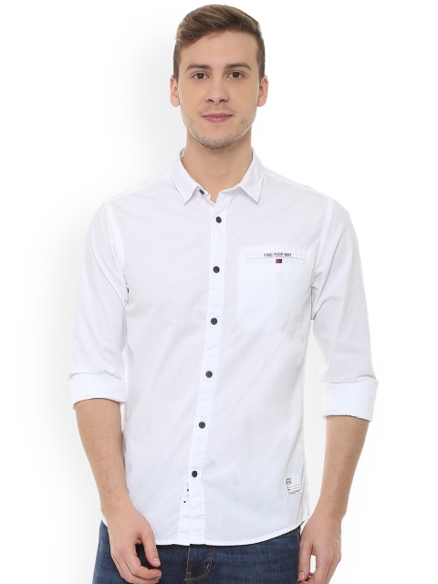 

People Men White Regular Fit Solid Casual Shirt