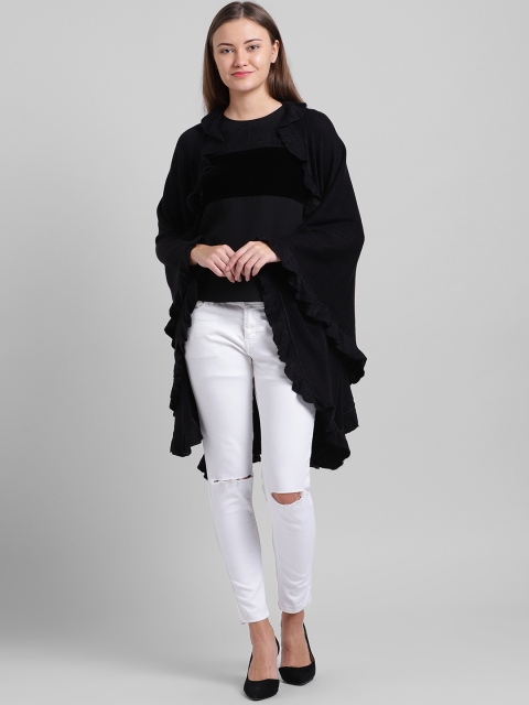 

Zink London Women Black Solid Open Front Jacket