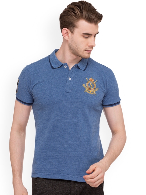 

Status Quo Men Blue Solid Polo Collar Slim Fit T-shirt