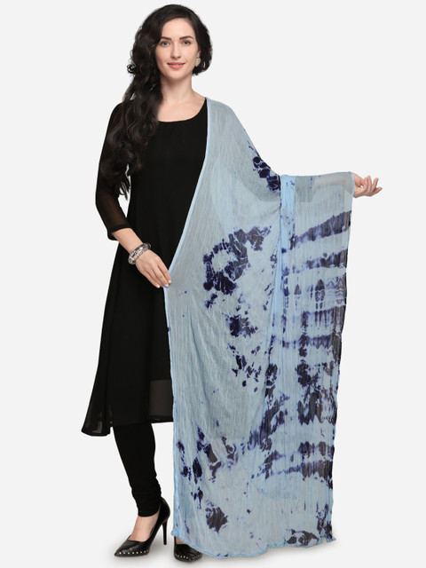 

mf Grey & Blue Printed Shibori Dupatta