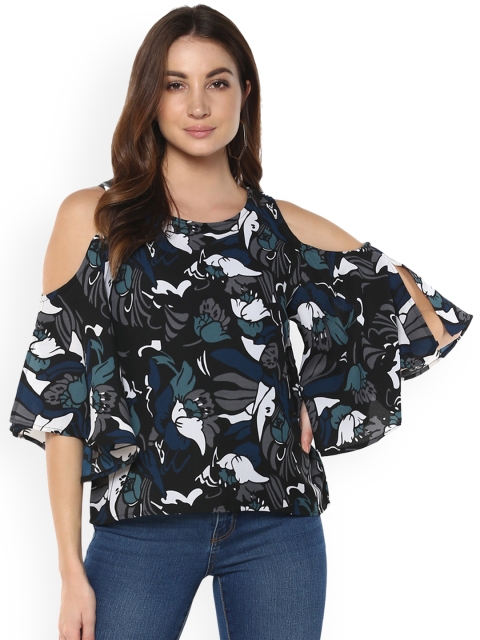 

Mayra Women Black Printed A-Line Top