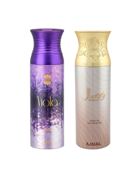 

Ajmal Women Pack of 2 Viola & Wisal Deodorant Spray 200ml, Purple
