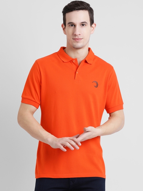 

oneliner Men Orange Solid Polo Collar Slim Fit T-shirt