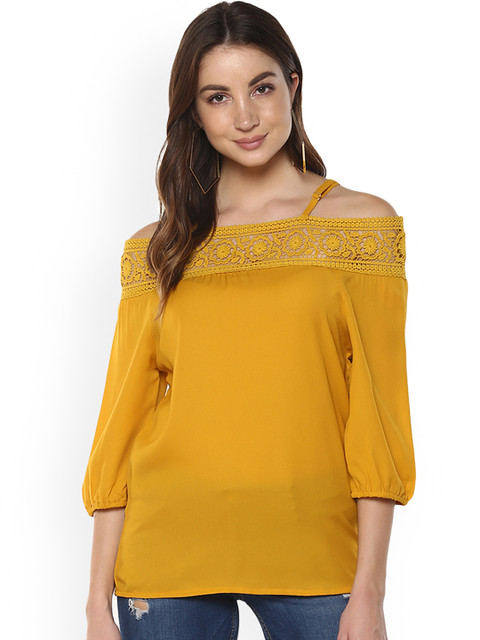 

Mayra Women Yellow Solid Bardot Top
