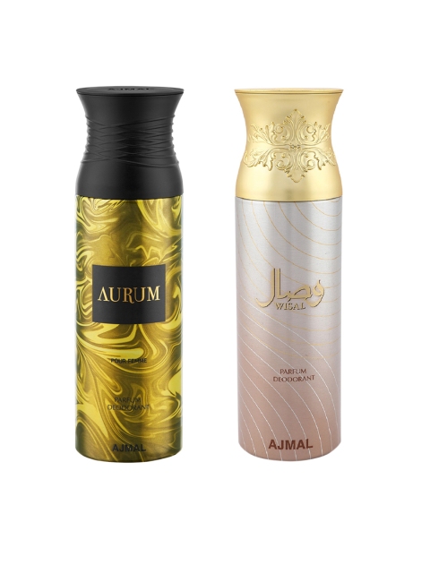 

Ajmal Unisex Pack Of 2 Deodorant Spray 200 ml, Gold