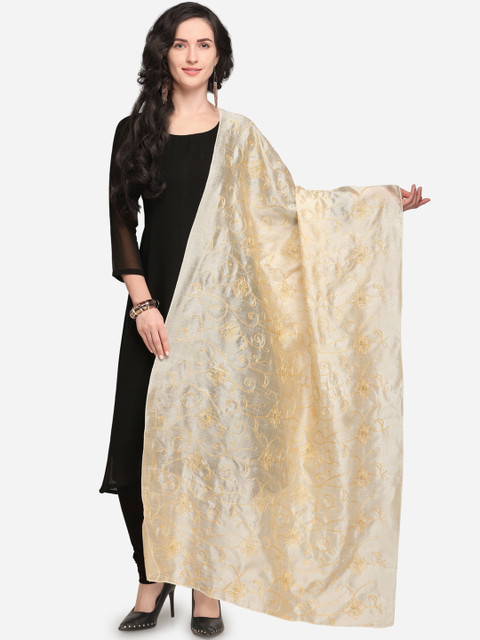 

mf Cream-Coloured Embroidered Dupatta