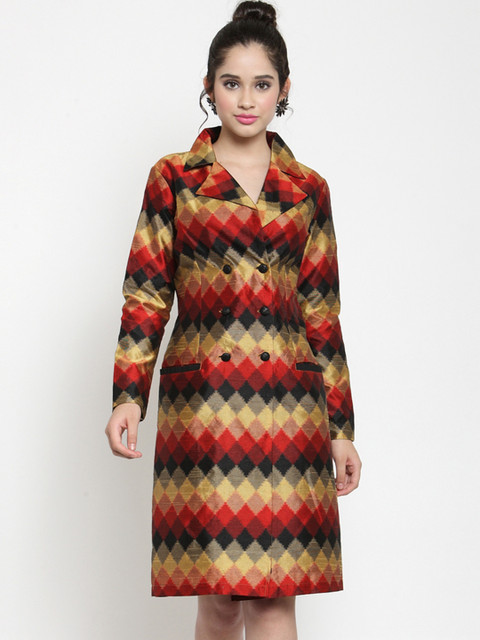

Get Glamr Women Rust Orange Printed A-Line Dress