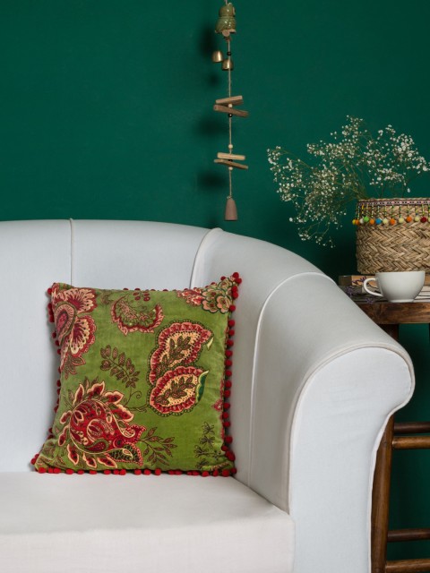 

Chumbak Green Set of Single Floral Square Cushion Covers